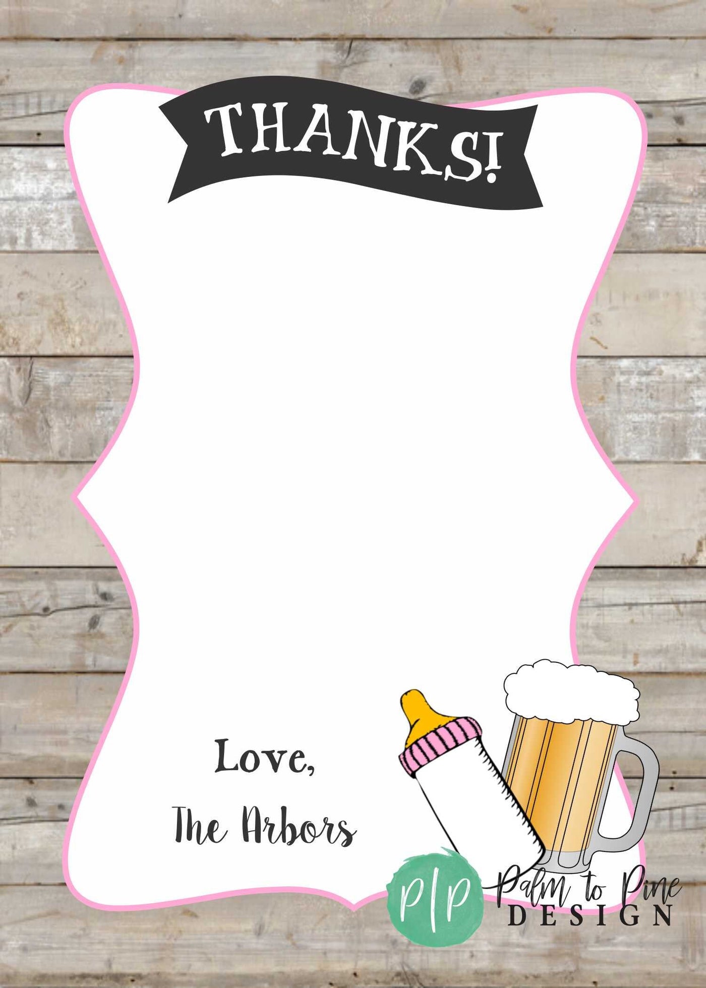 A Baby is Brewing Thank You Card, Beer Baby Shower Thank You Card, Beer Baby Shower, co ed baby shower, co ed baby shower thank you card