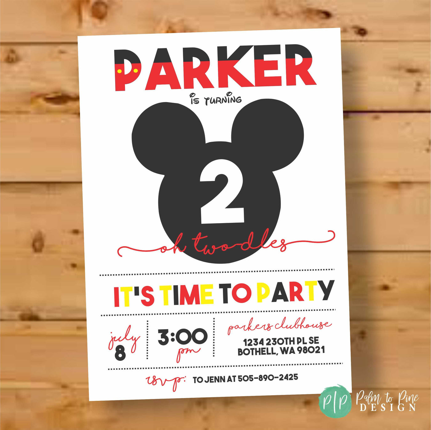 Mickey Mouse Birthday Invite