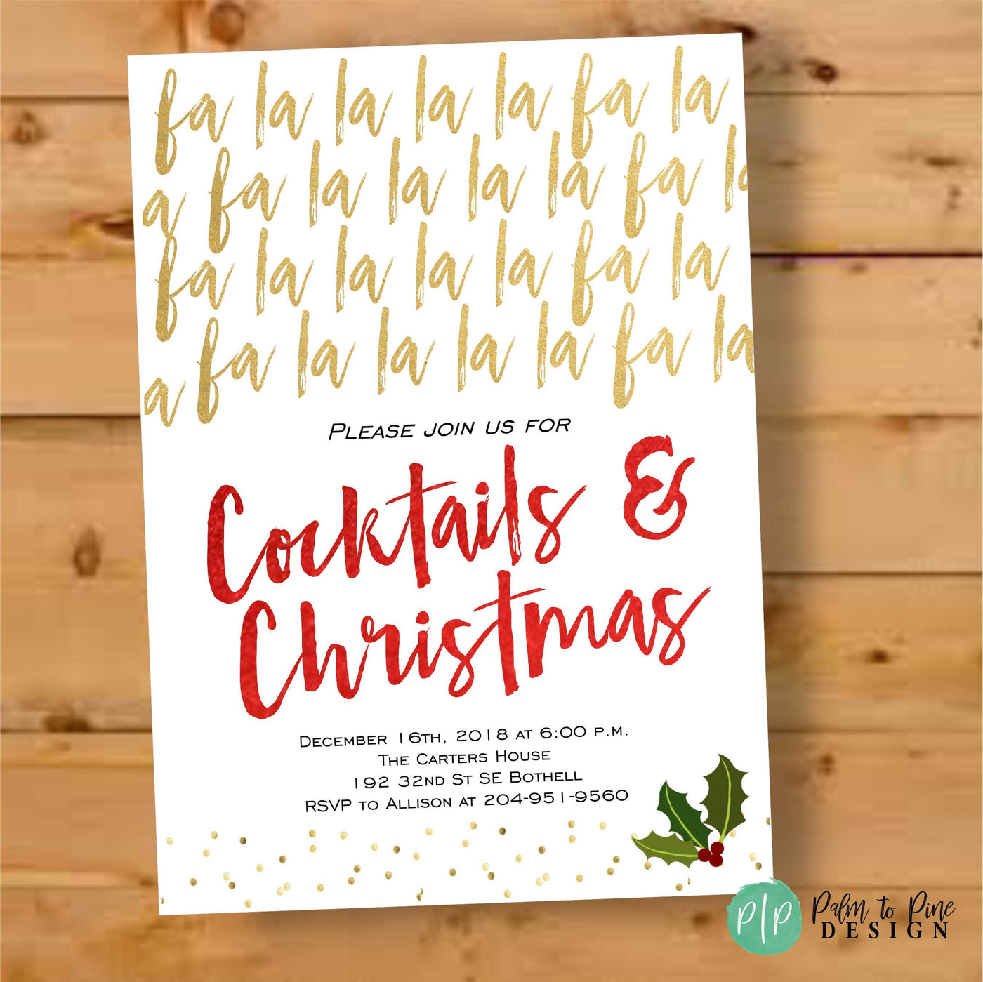 Christmas Cocktails Party Invitation