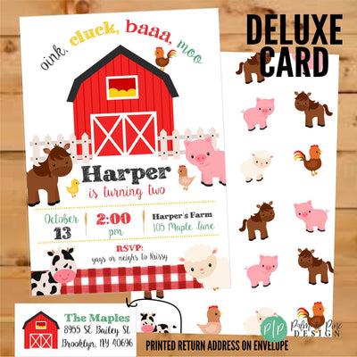 Farm birthday invitation, Barnyard birthday invitation, Farm Animal Birthday, Farm Birthday Party, Farm Party Boy, Farm Invite Girl, 2nd