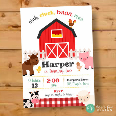 Farm birthday invitation, Barnyard birthday invitation, Farm Animal Birthday, Farm Birthday Party, Farm Party Boy, Farm Invite Girl, 2nd