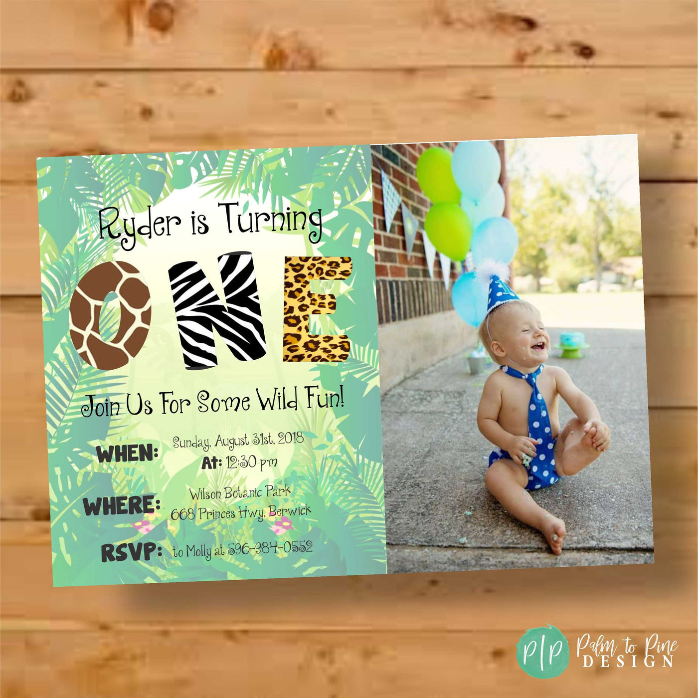 Jungle Themed Birthday Invite