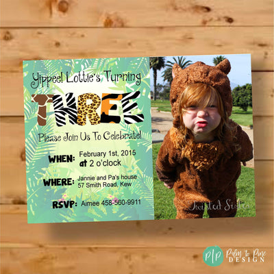 Jungle Themed Birthday Invite