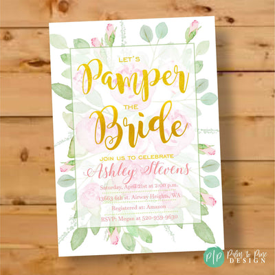 Spa Invite, Bridal Shower Invitation, Bridal Shower Invite, Floral Watercolor, Spa Day Invitation, Spa Bridal Shower Party, Spa Baby Shower