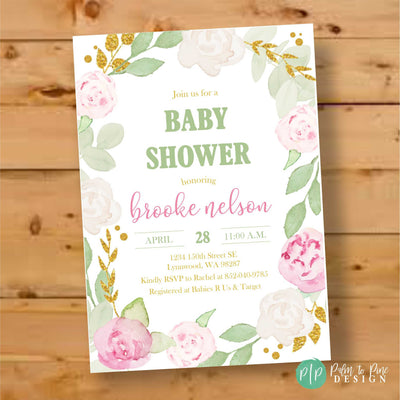 Floral Baby Shower Invitation