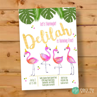 Flamingo Invitation, Flamingo Party Invite, Let's Flamingle Invite, watercolor, Flamingo Birthday Invite, Let's Flamingle Party, Tropical