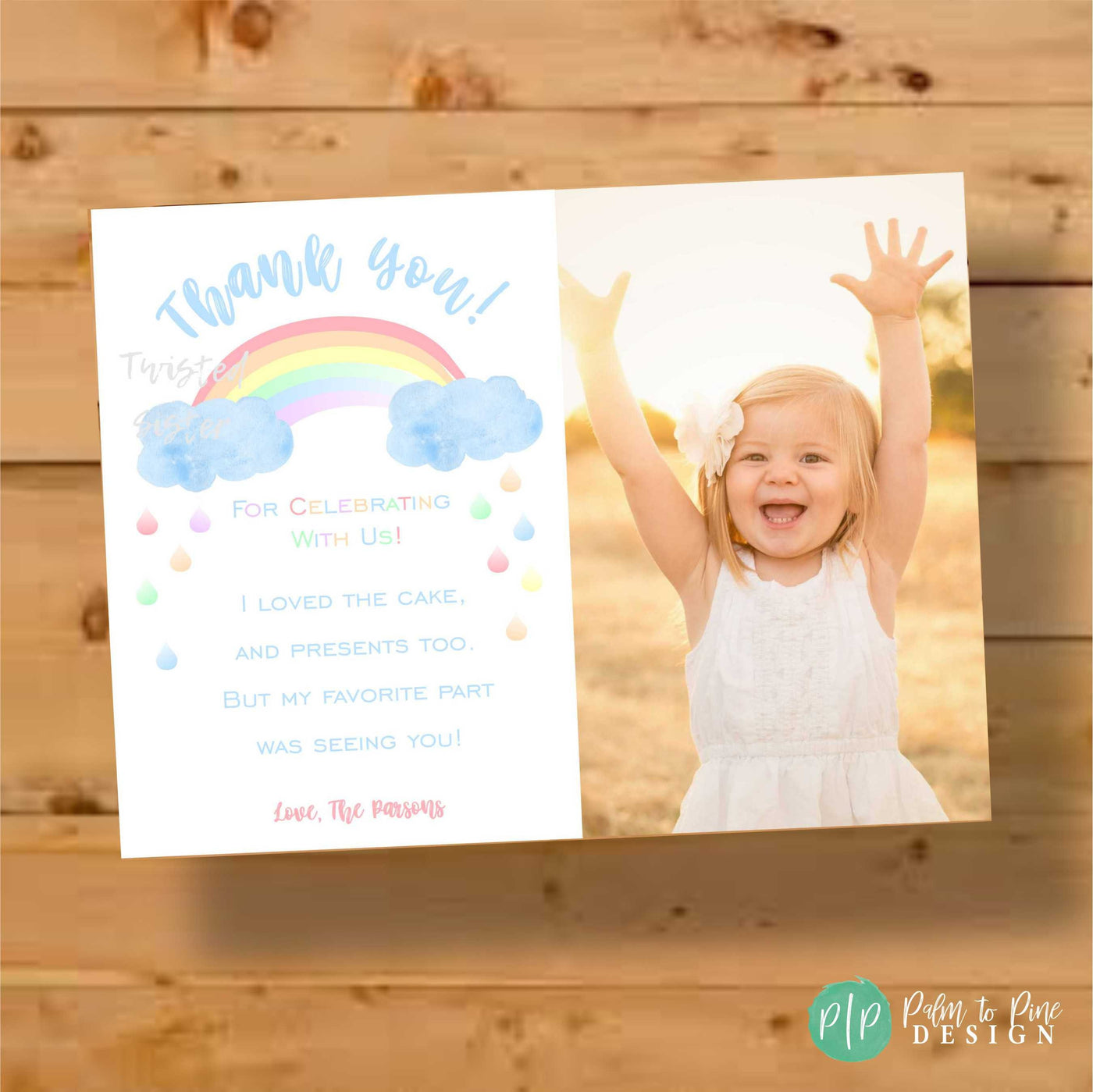 Rainbow Birthday Thank You Card