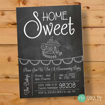 Housewarming Invitation, Housewarming Invite, Housewarming Party, Home Sweet Home, Chalkboard, New Home Announcement, Change of Address