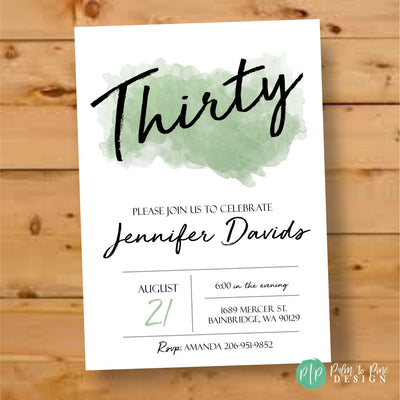 Adult Birthday Invitation, Thirtieth birthday invite, Dinner Party Invite, Adult Birthday Invite, 30th Birthday Invite, Thirty, 40th, 50th