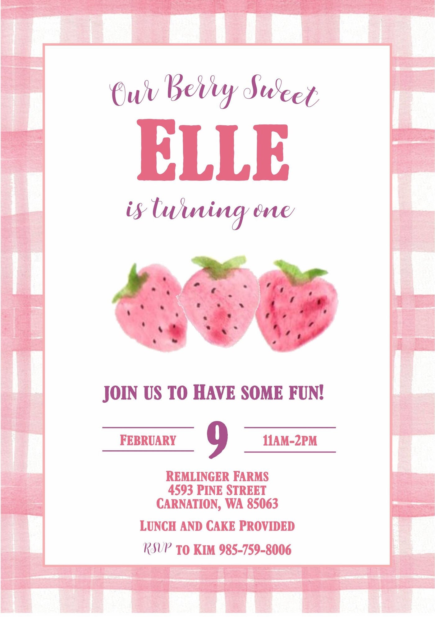 Berry Birthday Invite, Strawberry Birthday Invite, Picnic invitation, Berry Sweet Birthday, Berry First, Two Tti Fruitty, Tutti Frutti