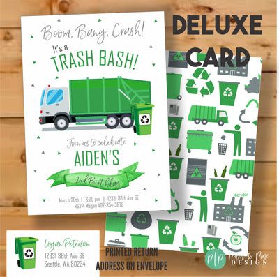 Garbage Truck Birthday Invite, Garbage Truck Invitation, Boys Birthday Invitation, Garbage Truck Birthday Party, Trash Bash, Recycling Party