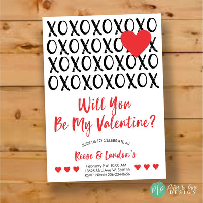 Valentine's Party Invite, Kids Valentine's Party Invitation, XOXO Valentine Invitation, Valentines Party Decor, Valentine Party for kids