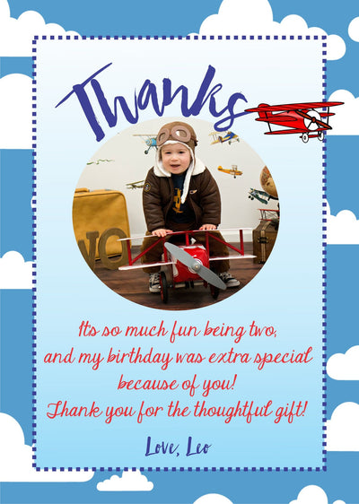 Airplane Birthday Thank You Card