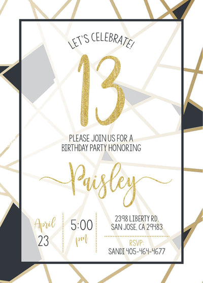 13th Birthday Invitations
