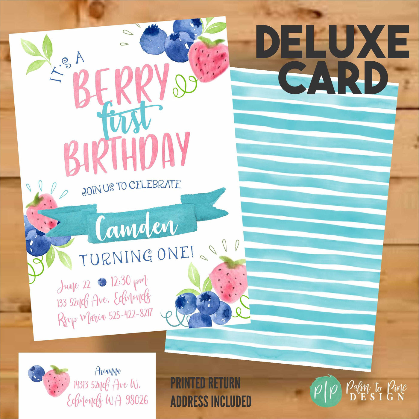 Berry Birthday Invite, Strawberry Birthday Invite, Picnic invitation, Berry Sweet Birthday, Berry First, Blueberry Invite, First Birthday