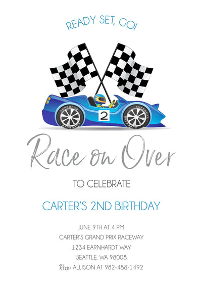 Race Car Invitation, Race Car Birthday, Car Birthday Party Invitation, Two Fast Birthday Invitations, Car invite, Boy Birthday Invite, 3rd