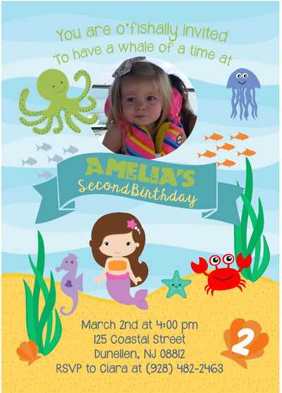 Under the Sea birthday invitation, First Birthday invitation, Under the Sea Invite, Under the sea invitation, Under the sea Party, Boy 1st