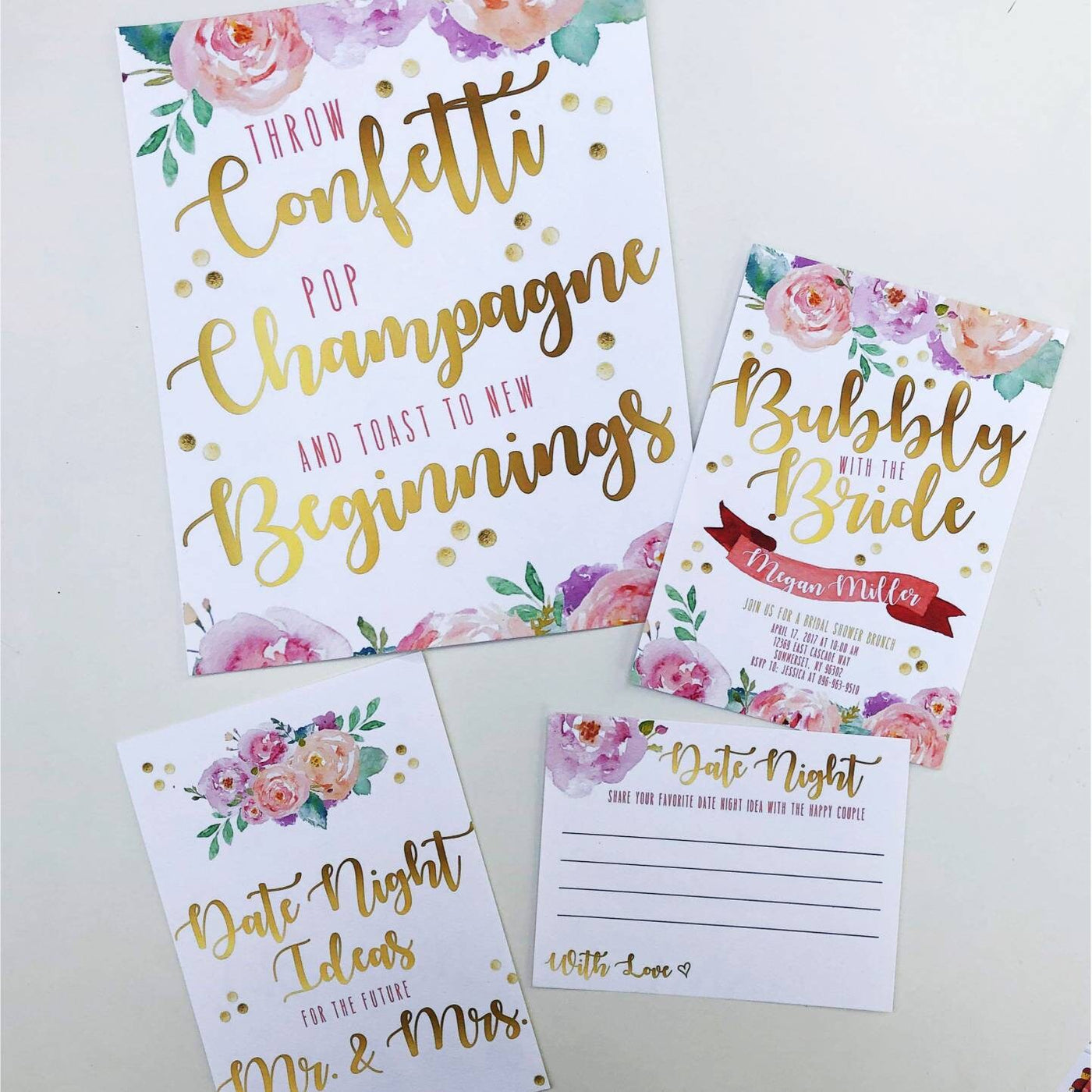 Bubbly Bridal Shower Decorations, Bubbles and Brunch Decor, Floral Bridal Shower Sign, Confetti, Champagne, Mimosa Bar Sign, Watercolor