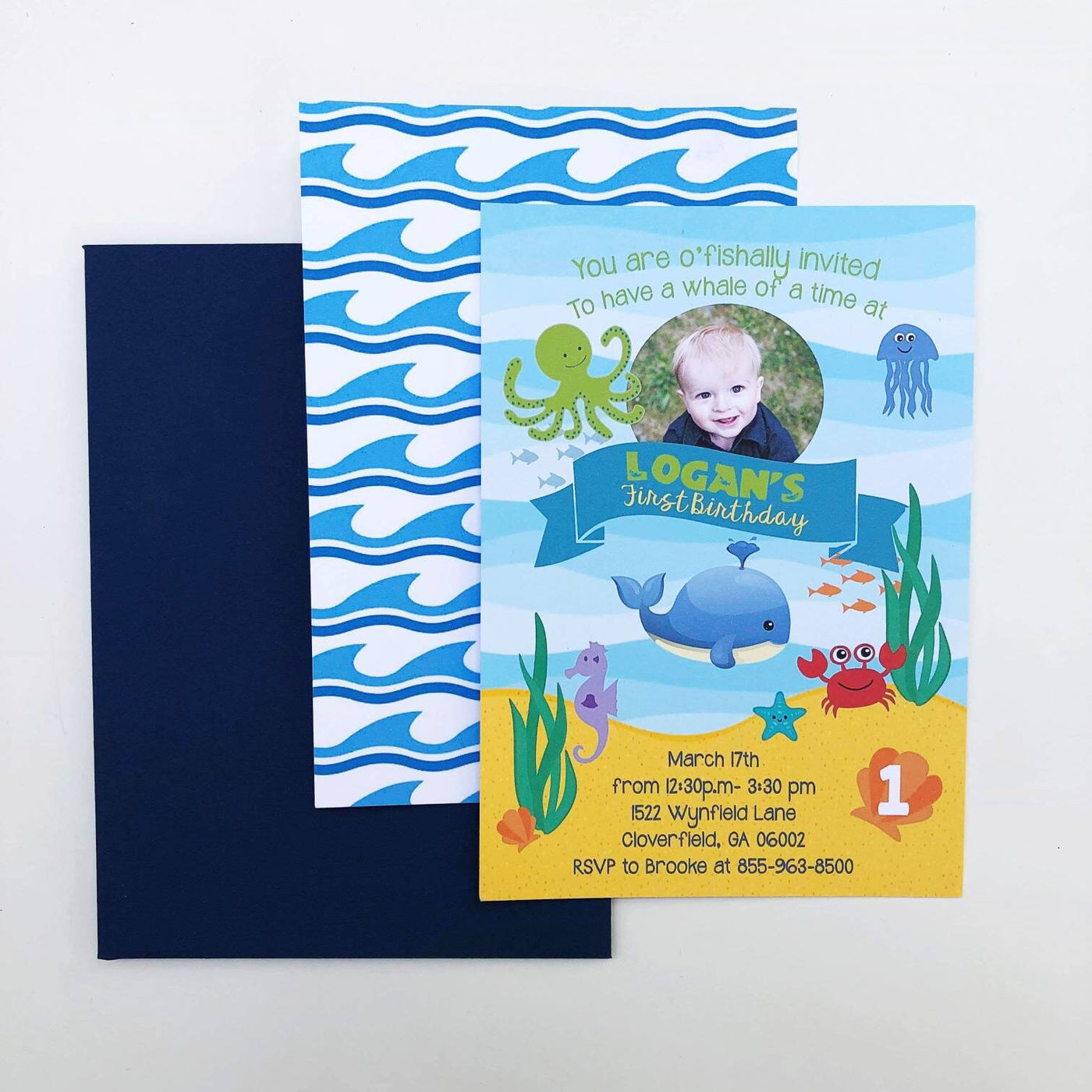 Under the Sea birthday invitation, First Birthday invitation, Under the Sea Invite, Under the sea invitation, Under the sea Party, Boy 1st