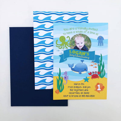 Under the Sea birthday invitation, First Birthday invitation, Under the Sea Invite, Under the sea invitation, Under the sea Party, Boy 1st