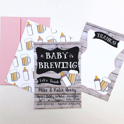 A Baby is Brewing Invitation, Beer Baby Shower Invitation, Beer Baby Shower, co ed baby shower invitation, co ed baby shower invite, retro