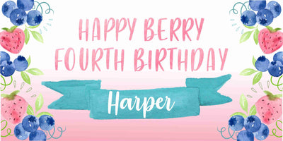 Berry Birthday Banner, berry first birthday Decor, Berry Birthday Photo Backdrop, Strawberry Vinyl Banner, blueberry personalized banner