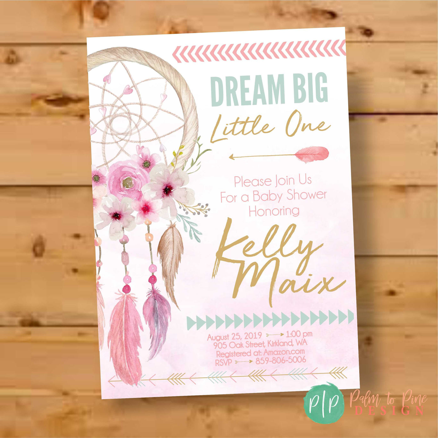 Dream Catcher baby shower, Dreamcatcher birthday invite, boho baby shower, Feather Dream Catcher Baby Shower, Bohemian Baby Shower Dream Big