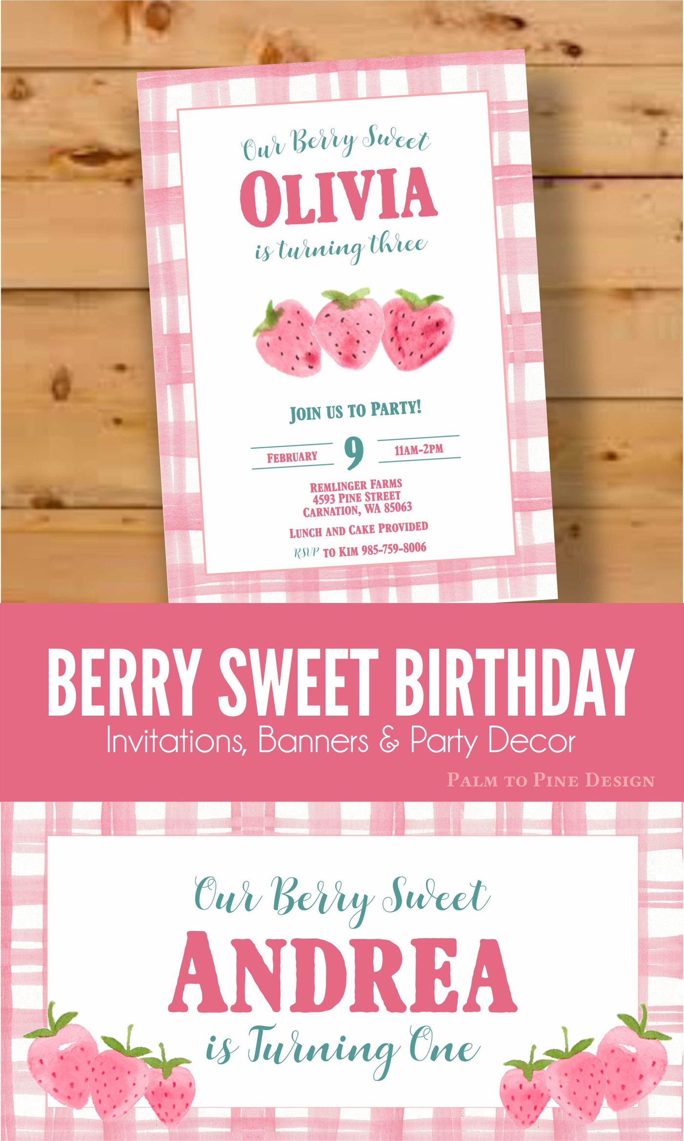 Berry Birthday Invite, Strawberry Birthday Invite, Picnic invitation, Berry Sweet Birthday, Berry First, Two Tti Fruitty, Tutti Frutti