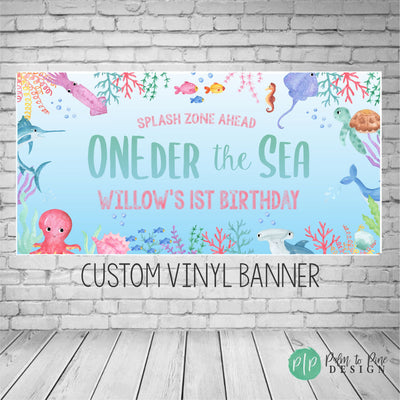 Under the Sea Birthday Banner, Ocean Birthday Banner, Under the Sea Party Decor, Custom Birthday Banner, Vinyl Banner, Under the Sea Banner