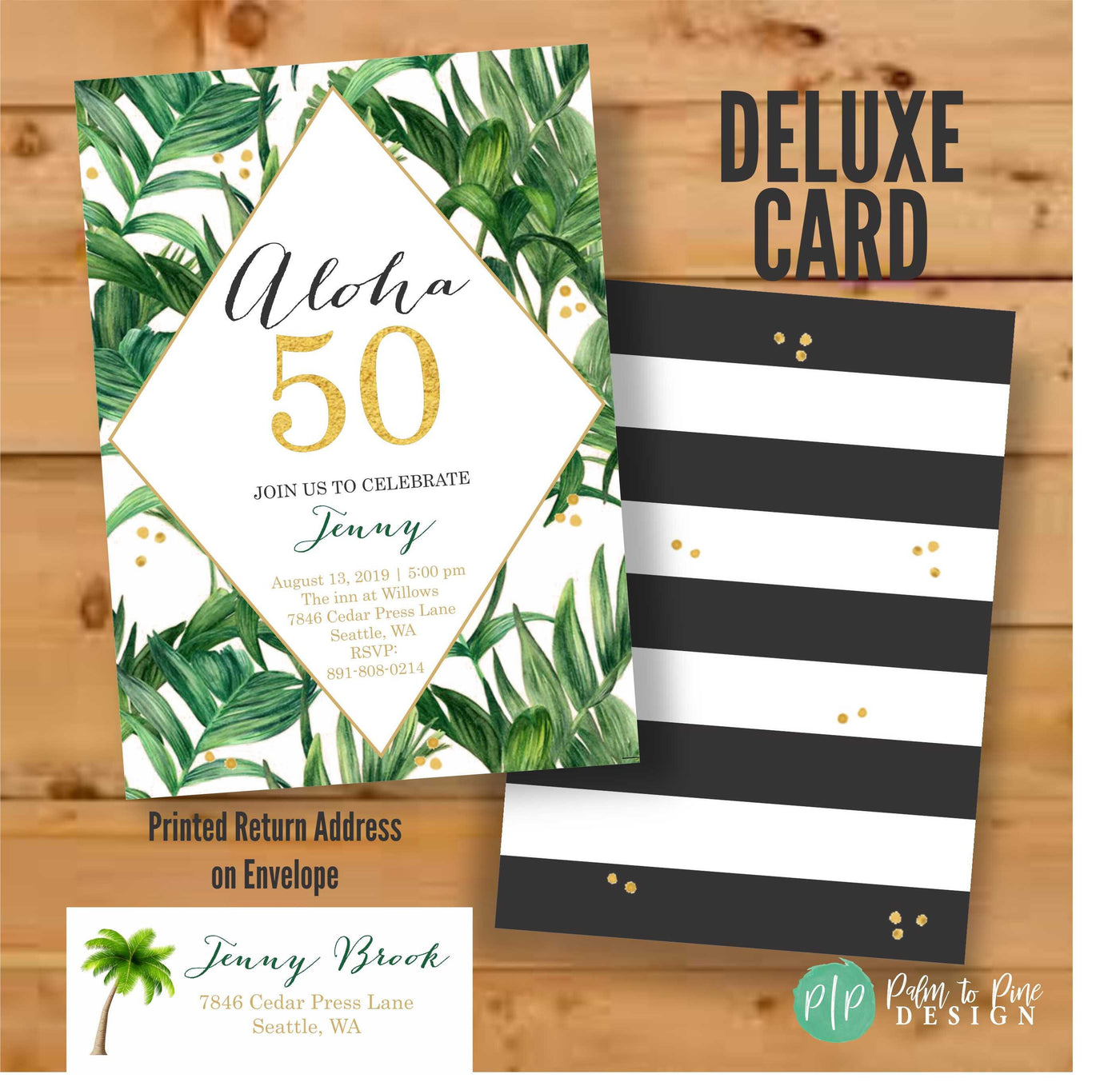 Aloha Party Invite, Tropical Leaves Invite,  Adult Birthday Invitation, Modern aloha party, Tropical Palm leaf invitation, monstera invite