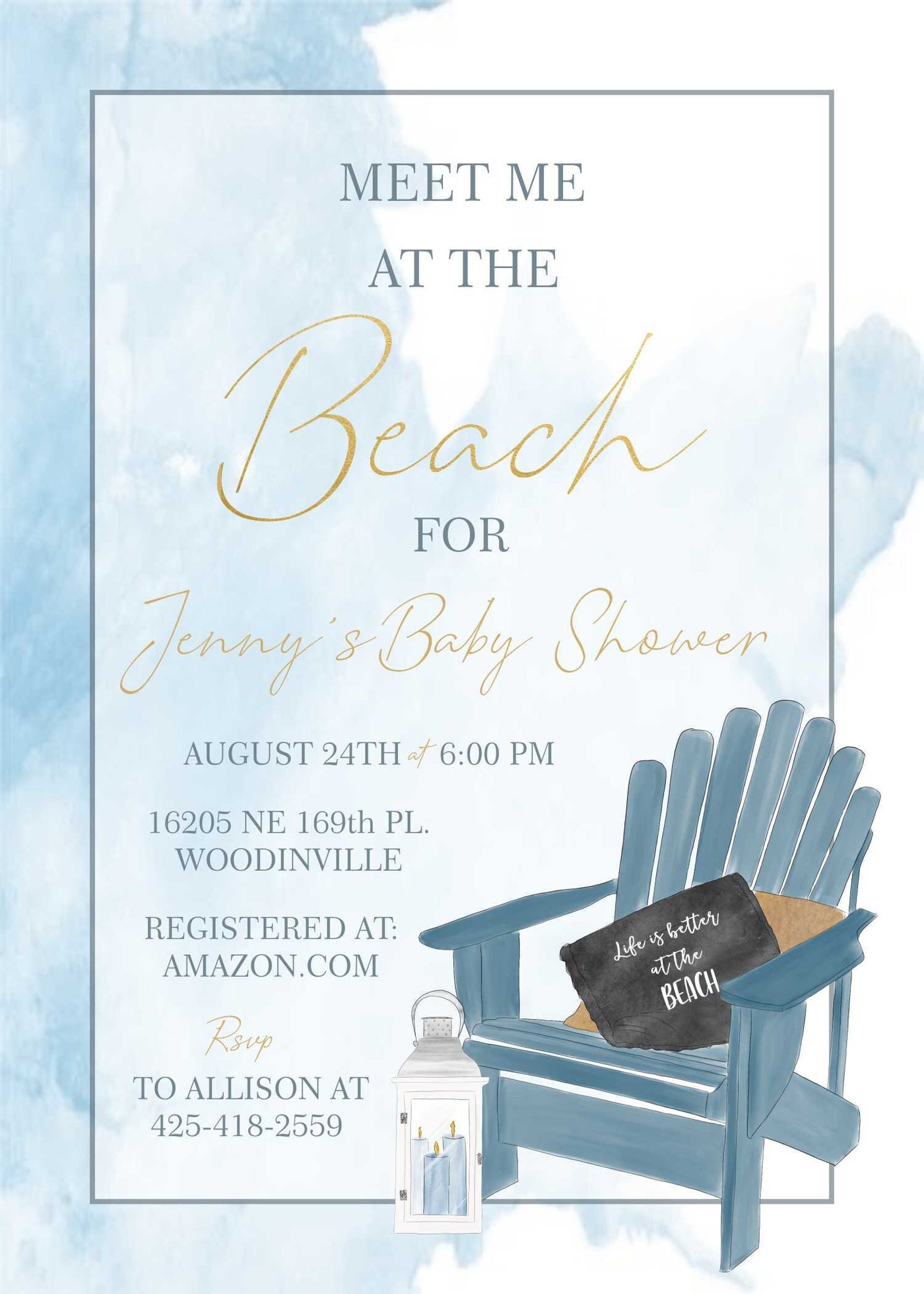 Beach birthday invitation, Adult Birthday Invitation, Elegant beach invitation, beach bridal shower invitation, hamptons, coastal invitation