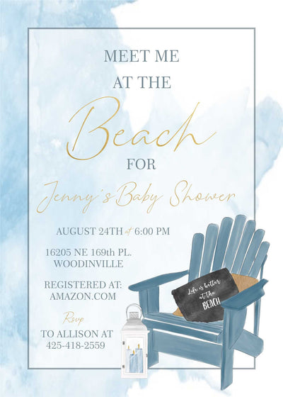 Beach birthday invitation, Adult Birthday Invitation, Elegant beach invitation, beach bridal shower invitation, hamptons, coastal invitation