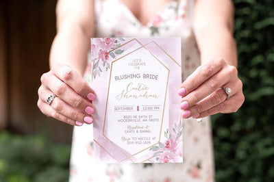 Blushing Bridal shower invitation, Floral Bridal Shower Invitation, Blush Bridal Shower Invite, Blush and Gold Bridal Shower, Watercolor