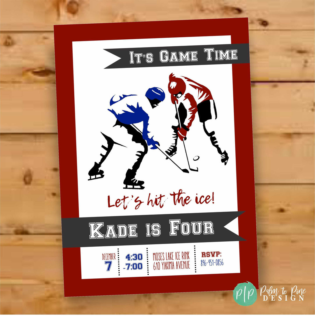 Hockey party invite – Palm to Pine Design, image size:1080x1084