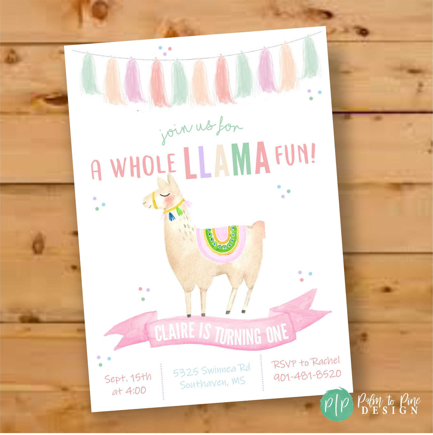 llama invitation, llama fun birthday invitation, llama fiesta birthday, Whole llama fun party, Watercolor, Llama Party, Llama First Birthday
