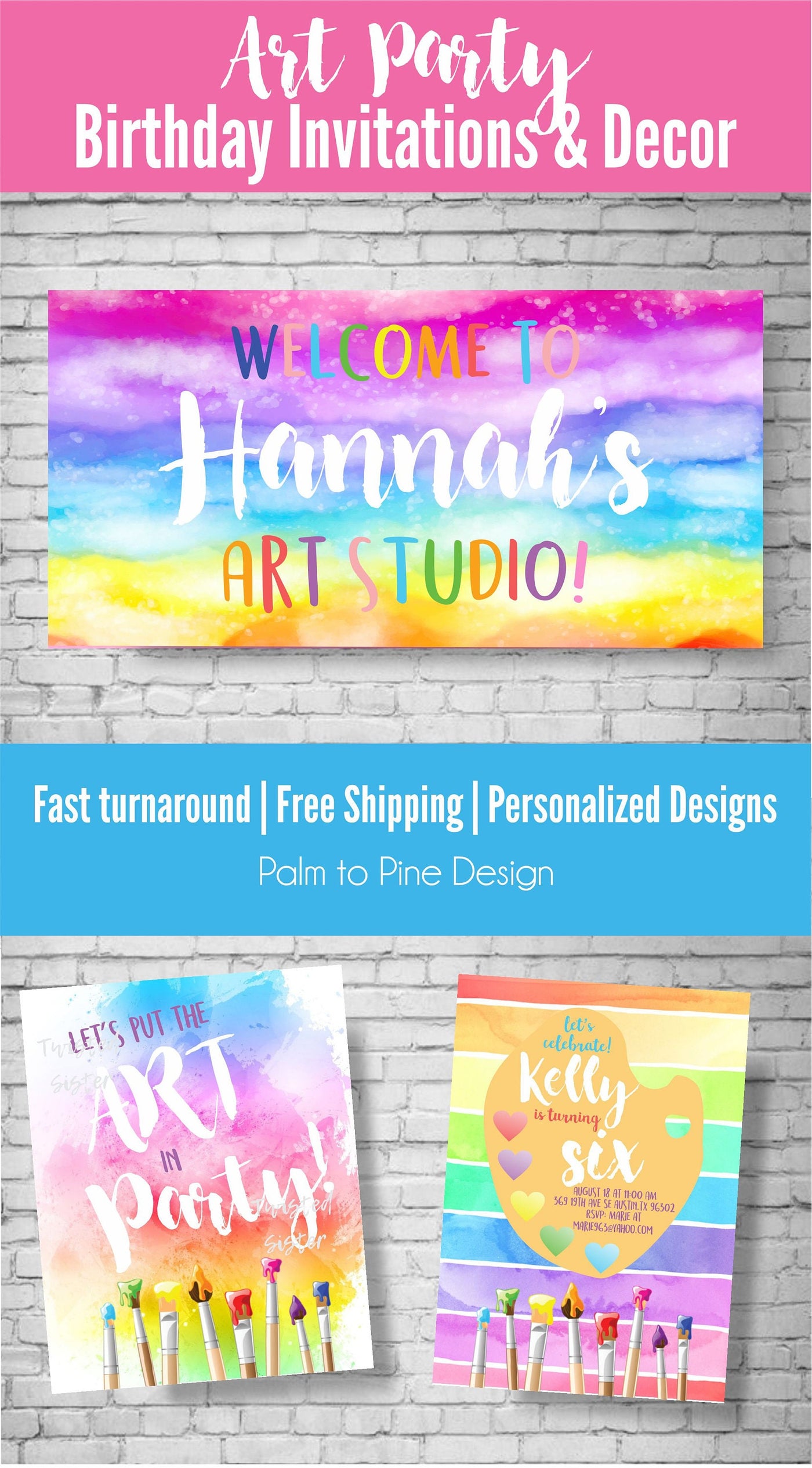 Art Party Birthday Banner, Paint Party Decor, Art Birthday Party, Painting Party Decorations, Painting Party Banner, Art Party Decorations