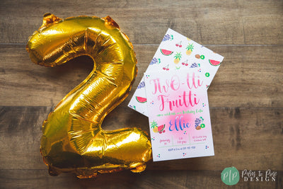 Tutti Frutti Party, Two-Tti Fruity Birthday Invite, Twotti Frutti Invitation, Twotti Fruitti Birthday, Second Birthday,Watercolor Fruit, 2nd