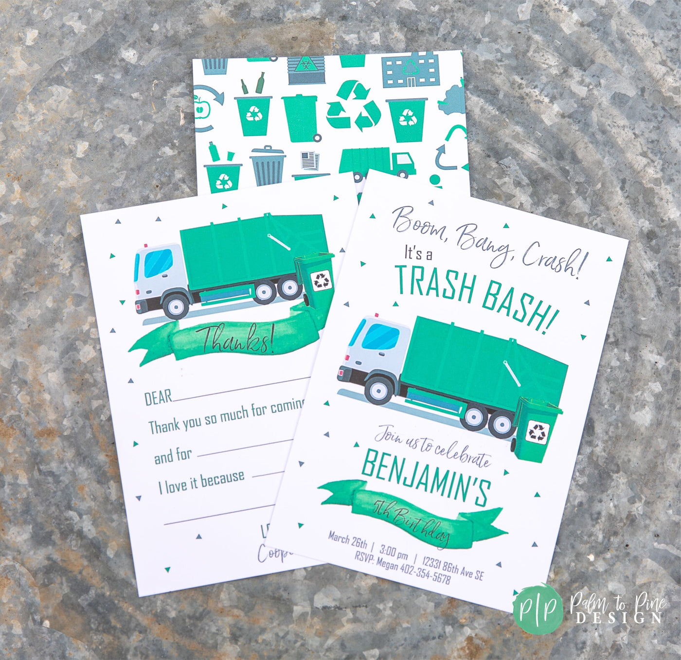 Garbage Truck Birthday Invite, Garbage Truck Invitation, Boys Birthday Invitation, Garbage Truck Birthday Party, Trash Bash, Recycling Party