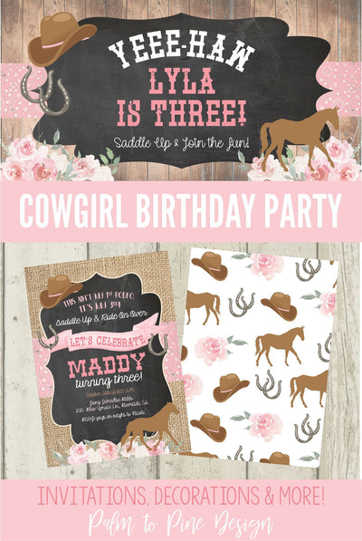 Cowgirl Birthday Banner, Horse Birthday Party, Pony Birthday Banner, horse birthday backdrop, cowgirl banner, horse party decoration, vinyl