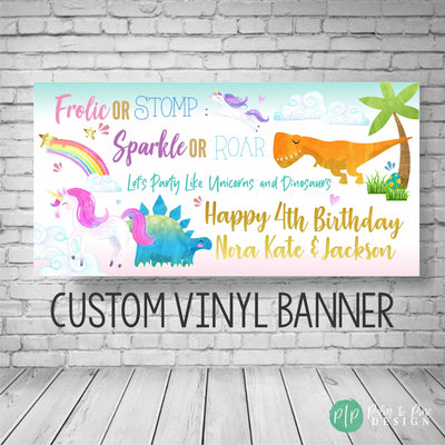 Unicorn Dinosaur Birthday Banner, Unicorn Dinosaur Birthday Party, Unicorn Dino Backdrop,  Unicorn Party Decoration, Unicorn Photo Backdrop