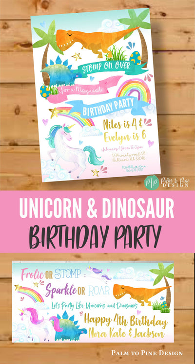 Unicorn Dinosaur Birthday Banner, Unicorn Dinosaur Birthday Party, Unicorn Dino Backdrop,  Unicorn Party Decoration, Unicorn Photo Backdrop