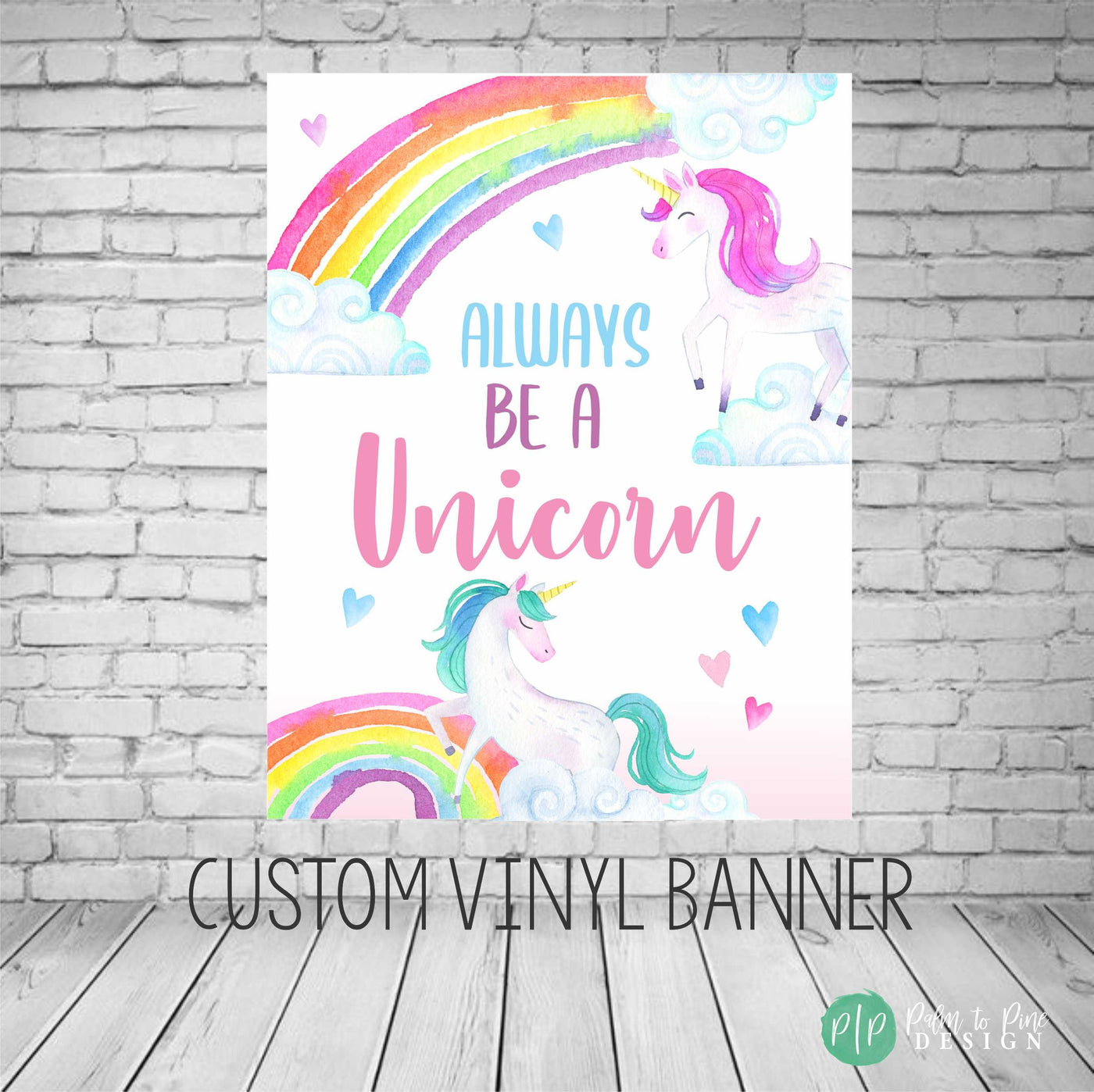 Unicorn birthday banner, Unicorn backdrop, custom vinyl banner, photo backdrop, Unicorn birthday decor, Unicorns and Rainbows, Watercolor
