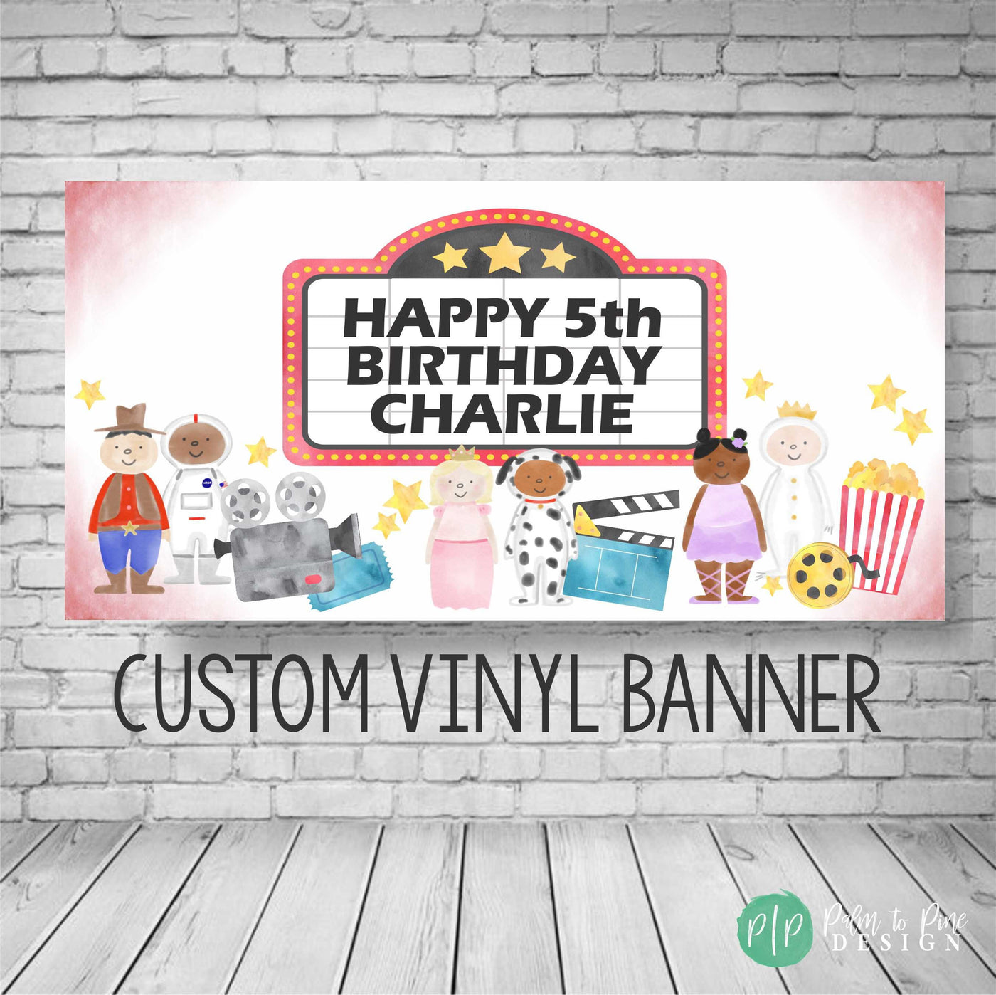 movie-night-birthday-banner-palm-to-pine-design for Free Printable Movie Night Banner Movie Night Birthday Banner – Palm to Pine Design for Free Printable Movie Night Banner