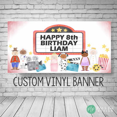 Movie Night Birthday Banner, Movie Party Decor, Movie Birthday, Movie Birthday Banner, Birthday Banner, Movie night party