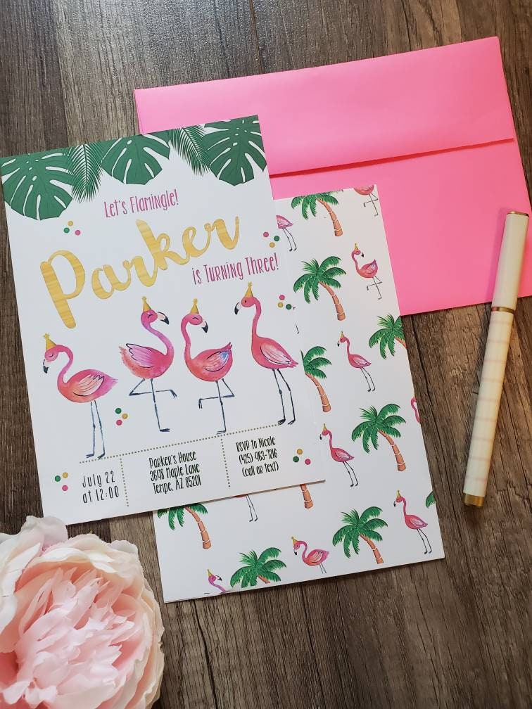 Flamingo Invitation, Flamingo Party Invite, Let's Flamingle Invite, watercolor, Flamingo Birthday Invite, Let's Flamingle Party, Tropical