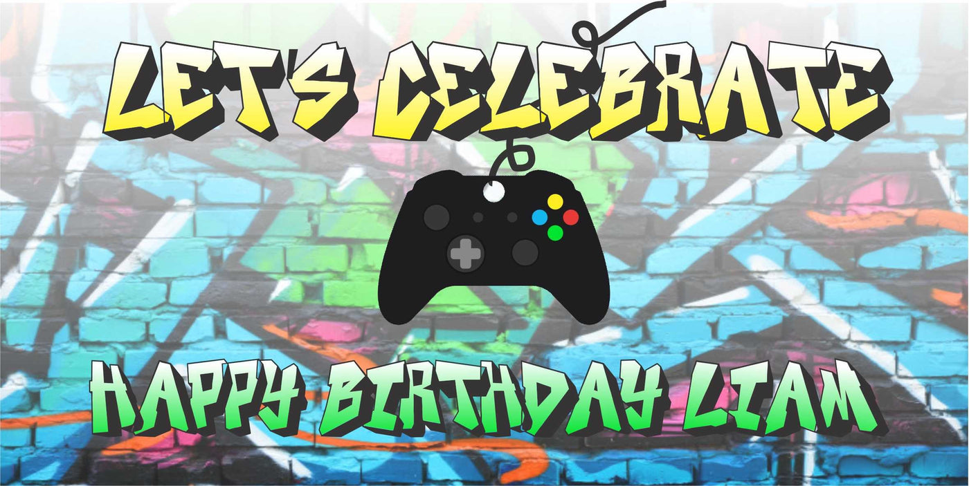 Video Game Birthday Banner, Gamer Party Decor, Video game Birthday Decoration, Gamer Party Backdrop, Vinyl Banner Custom, Game Truck party