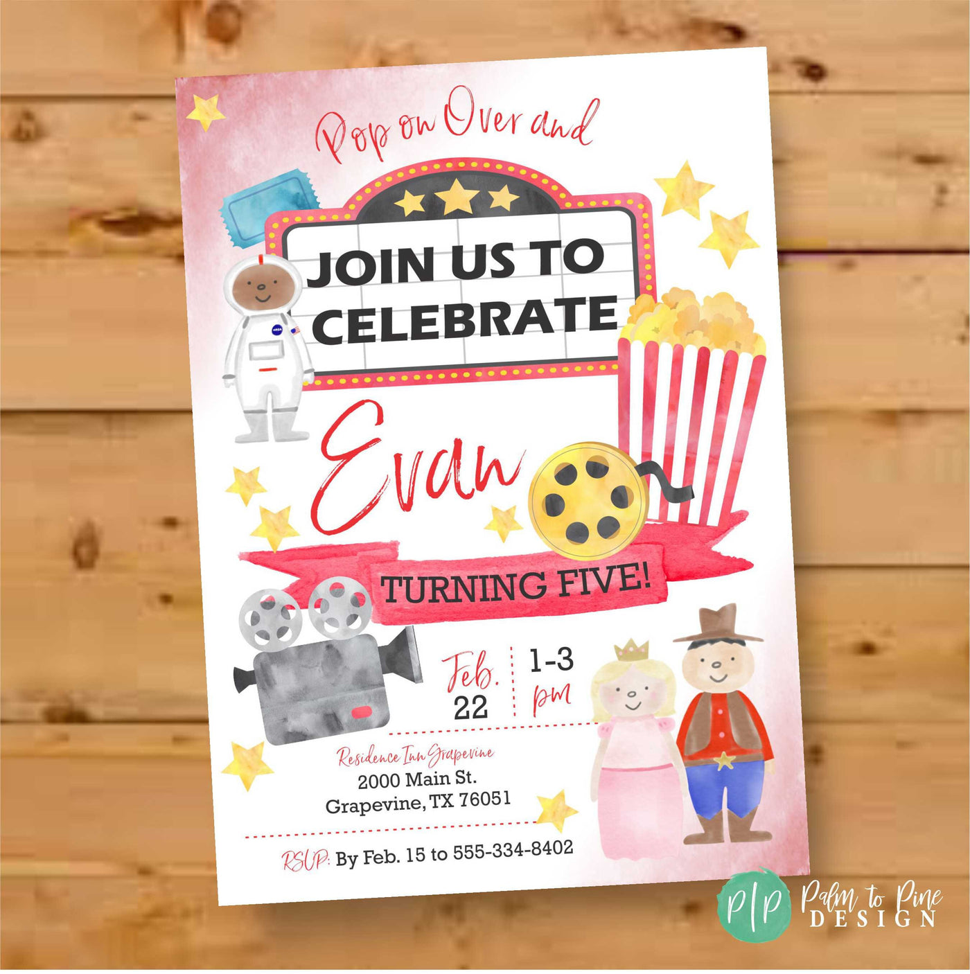 Movie night birthday invitation, Movie party invite, Movie night party invitation, Joint Birthday Invite, Movie night birthday