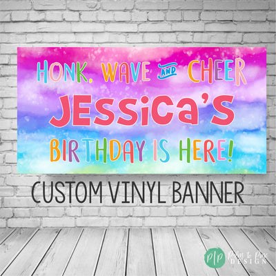 Honk Birthday Banner, Honk birthday sign, yard banner, happy birthday banner for yard, birthday yard decorations, girl banner, rainbow, girl