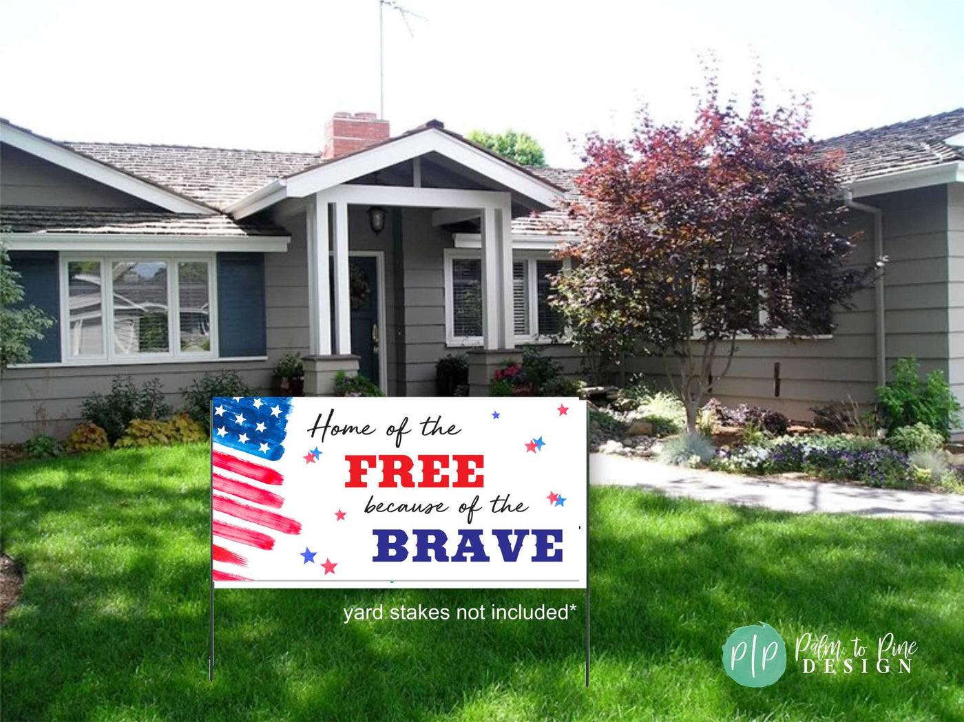 Home of the Free banner, Welcome home military banner, Memorial day banner, 4th of July banner, patriotic banner, vinyl banner, yard sign