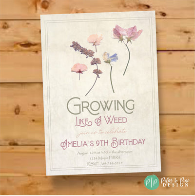 Vintage Wildflower First Birthday Invite, floral birthday invitation, First Birthday Invite Girl, Pressed Flower Invitation, Vintage Floral
